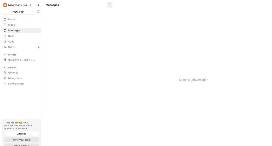 Campsite
			 collaboration sidebar navigation project management project collaboration channel management sidebar message communication chat messages navigation links chat interface ui page example