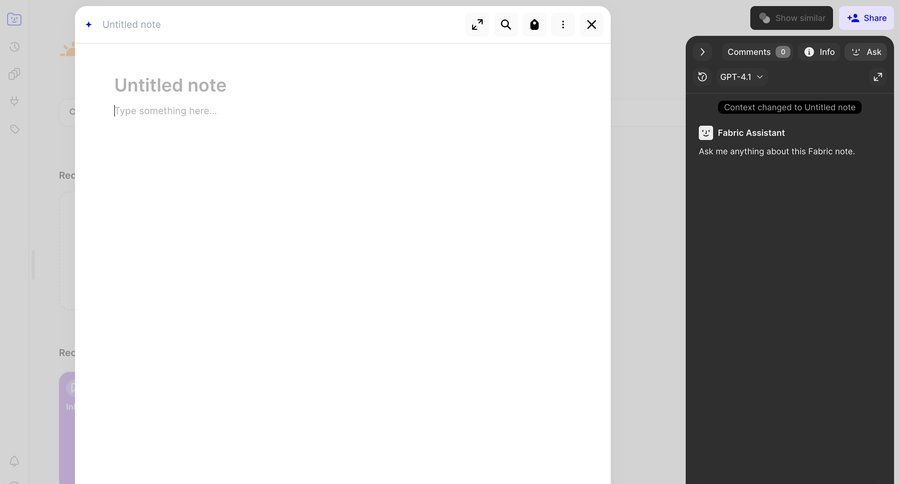 Fabric
			 knowledge base document creation ui page example