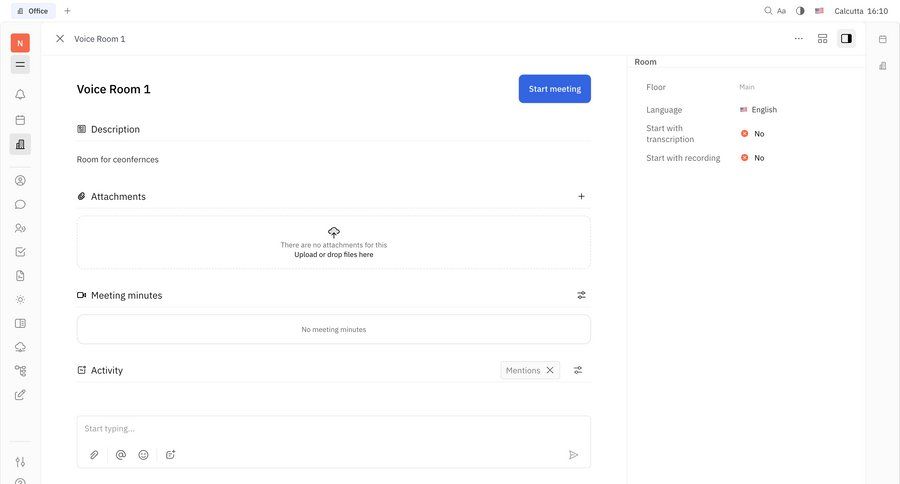 Huly
			 collaboration configuration grid file upload attachment scheduling meetings sidebar setup communication upload file voice ui page example
