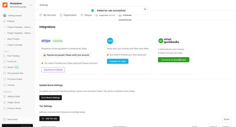 Programa
			 sidebar settings integration alert table sidebar navigation account management account setup configuration toast notification getting started content blocks integration management accounting integrations ui page example