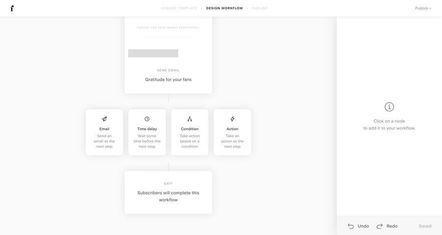 Flodesk
			 e-commerce grid workflow automation editor design workflow builder marketing automation drag and drop workflow screen workflow editor sidebar node based editor ui page example