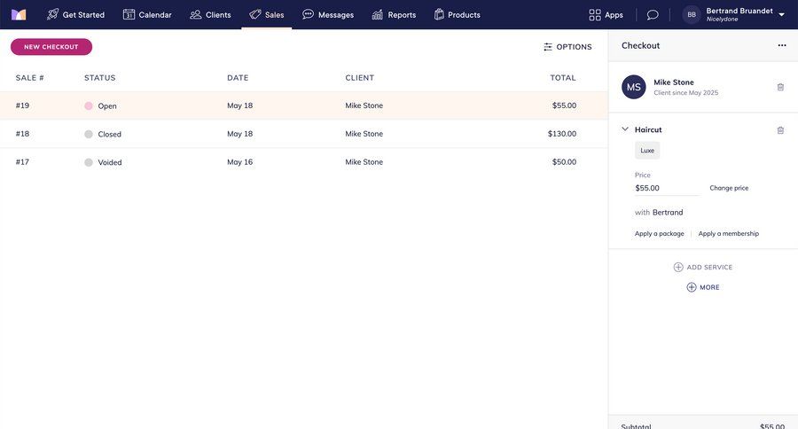 Mangomint
			 grid form payment options checkout screen table payment processing ui page example