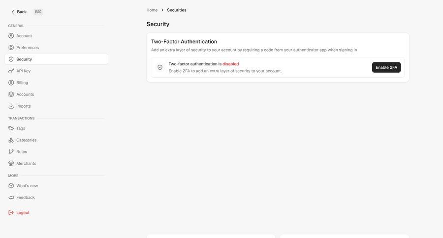 Maybe Finance
				settings ui page example