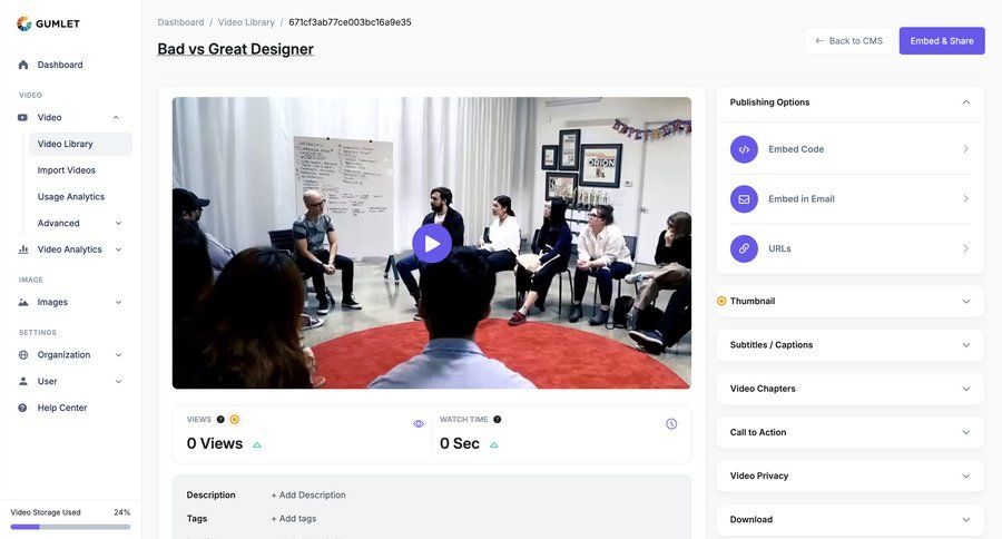 Gumlet
			 content management sidebar navigation video management video player content management system sidebar product details item details vs progress bar modern accordion ui page example