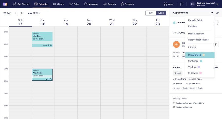 Mangomint
			 calendar management ui page example