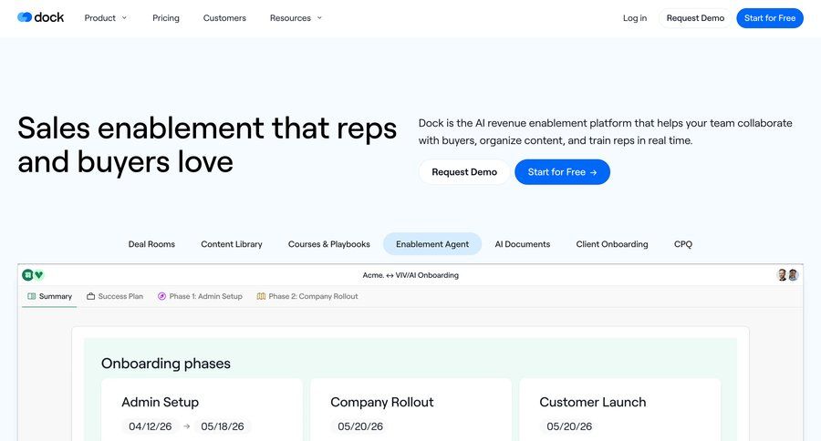 Dock
			 content management b2b saas ui page example