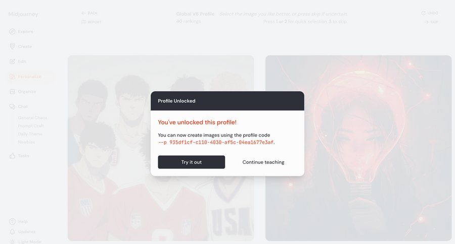 Midjourney
			 modal screen onboarding design confirmation profile management confirmation message ui page example