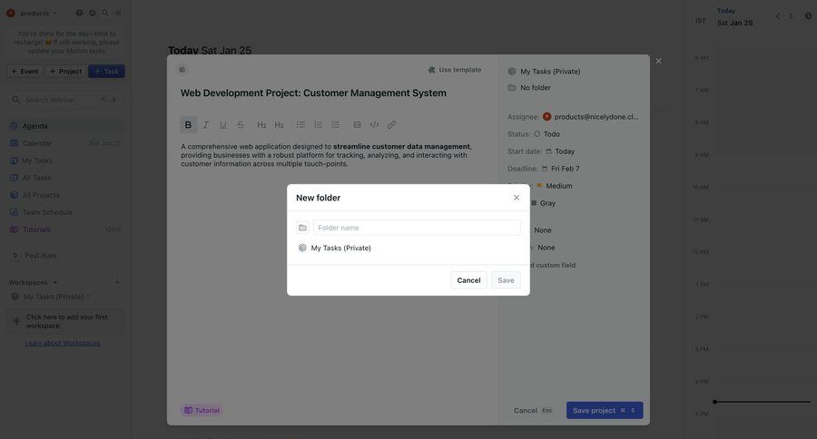 Motion
			 task management project management form project organization full screen modal folder ui page example