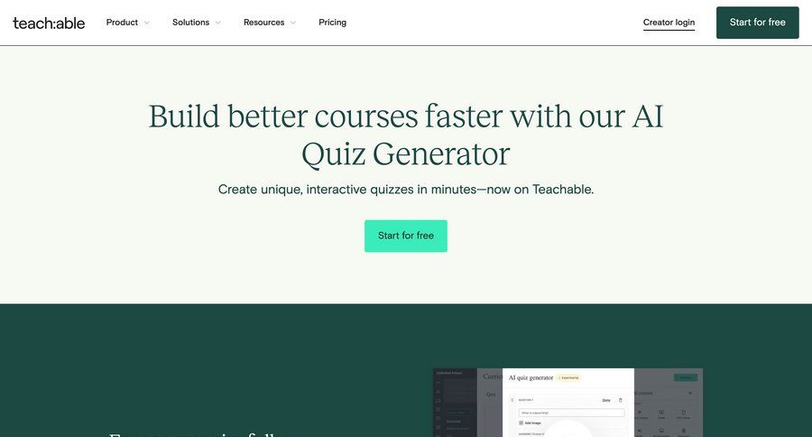 Teachable
			 course creation note creation accordion ui page example