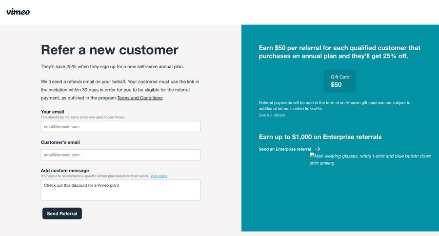 Vimeo
			form referral & invite your friends form ui page example