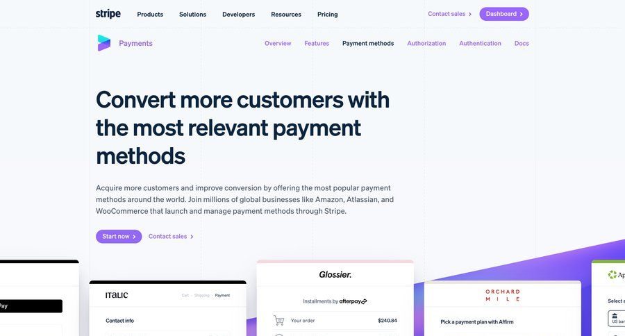 Stripe
			 payment method features management features alternatives case studies sort by ui b2b website cards ui global search ui page example