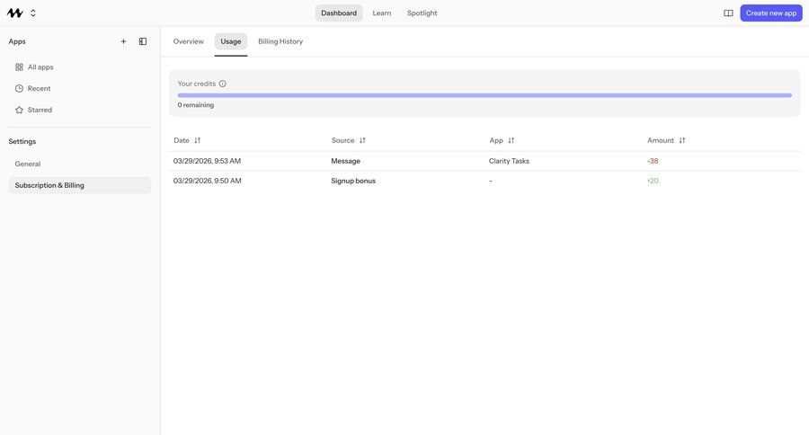 Mocha
			 billing history subscription billing ui page example