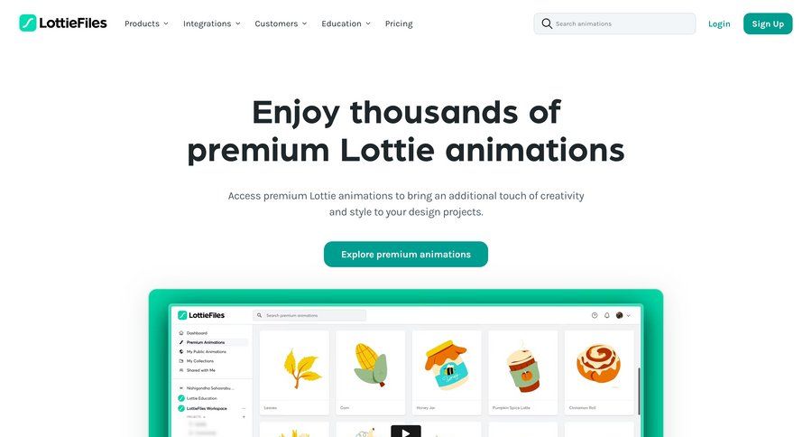 Lottie
			 getting started typography color palette premium location map features case studies marketing website design ui page example