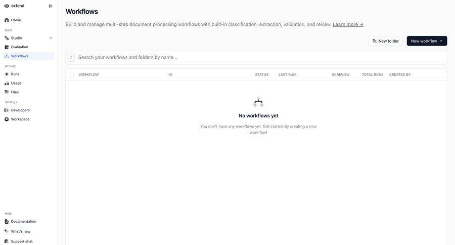 Extend
			empty state list workflow automation ui page example