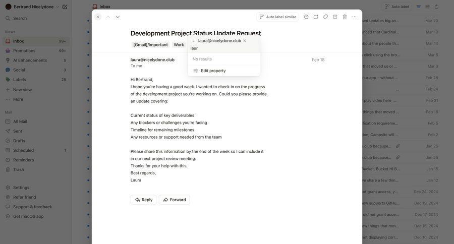 Notion Mail
			 automation email inbox information page detail view item details info view communication timeline ui search results ui ui page example