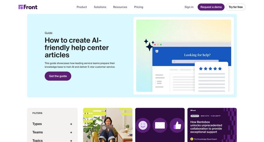 Front
			resources customer stories ebooks ui page example