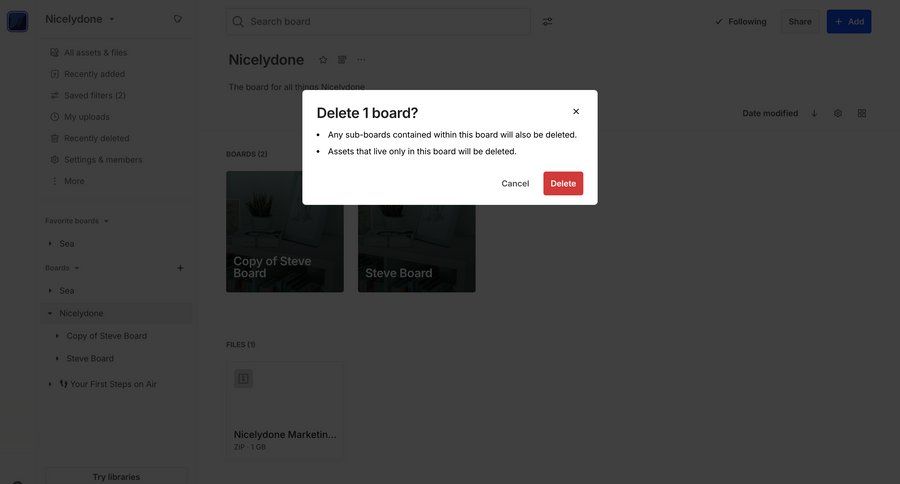 Air
			 project management grid cancel deletion hierarchical navigation confirmation message ui page example
