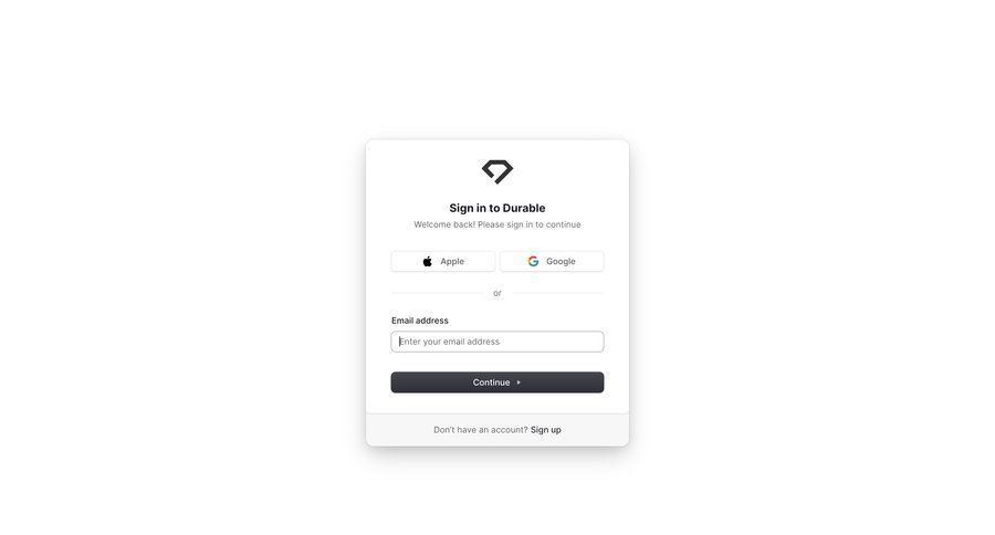 Durable
			 authentication login sign in ui page example