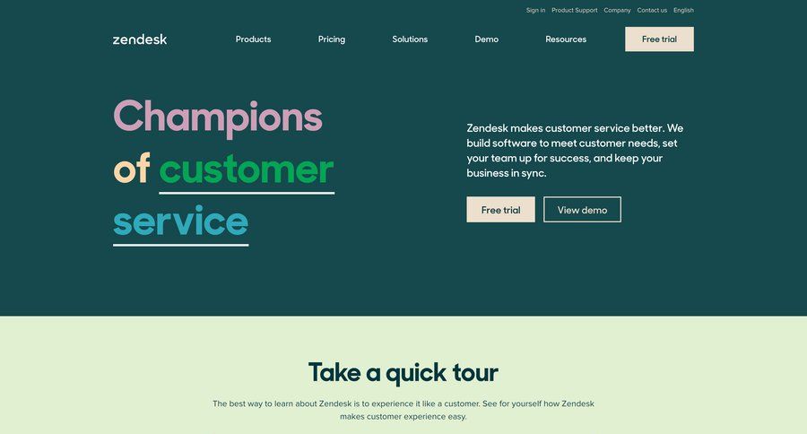 Zendesk
				 page example