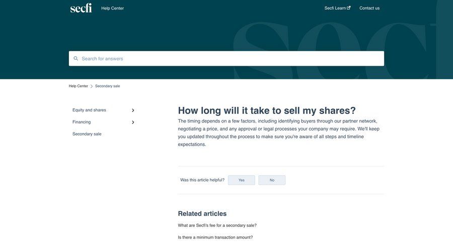 Secfi
			 sidebar navigation finance knowledge base sidebar article ui page example