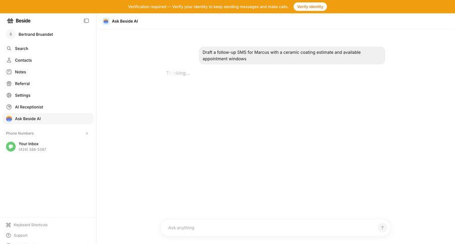 Beside
			 dashboard sidebar navigation artificial intelligence onboarding conversational ui sidebar communication chat interface modern ai chat ui page example