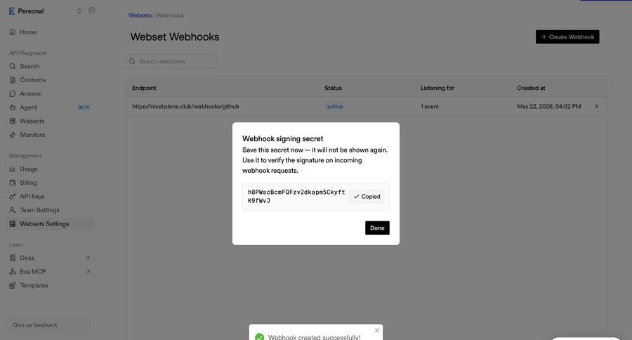 Exa
			 data management configuration dashboard confirmation screen hierarchical navigation sidebar security create setup integration webhook management ui page example