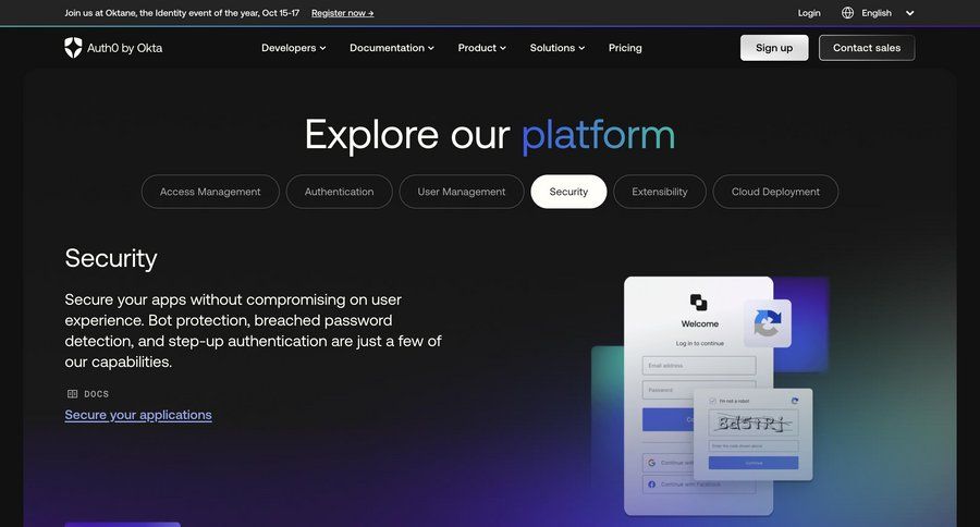 Auth0
			 api security ui page example