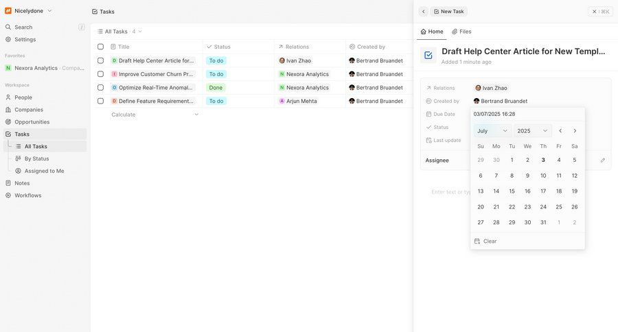 Twenty
			list detail page edit task management sidebar navigation project management date picker table ui page example