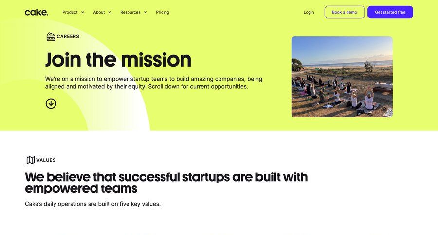 Cake
				about & company mission ui page example