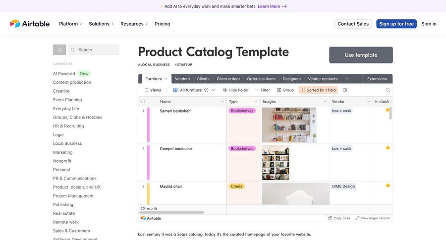 Airtable
			 information page order tracking free templates b2b website blog templates ui page example