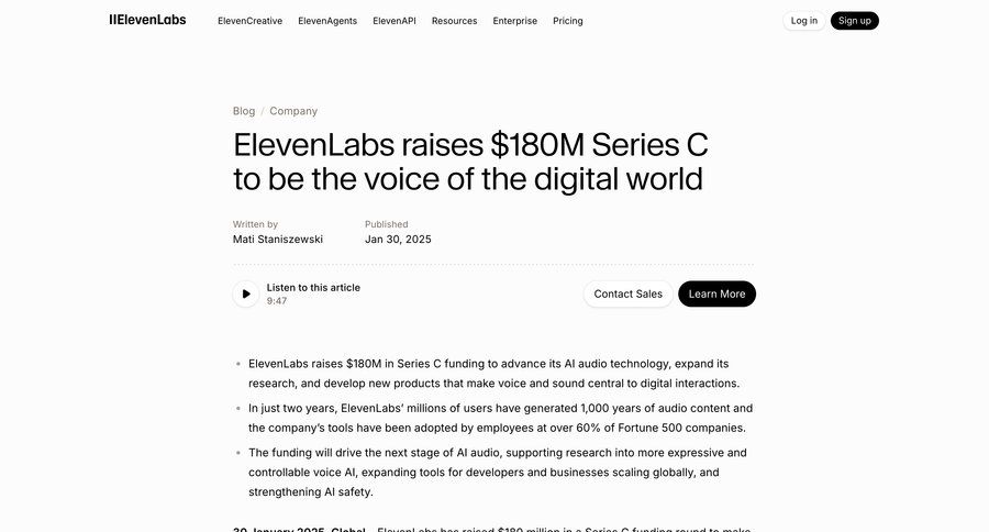 Elevenlabs
			 blog post ui page example