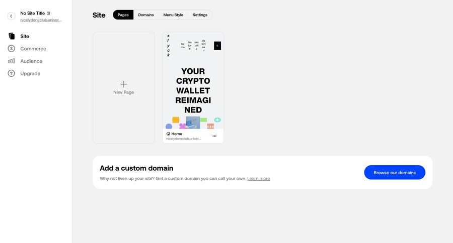 Universe
				settings ui page example