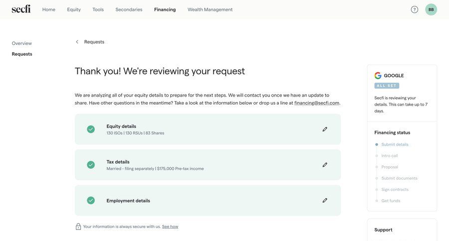 Secfi
			 progress indicator information page detail view info view progress modern review contextual help ui page example