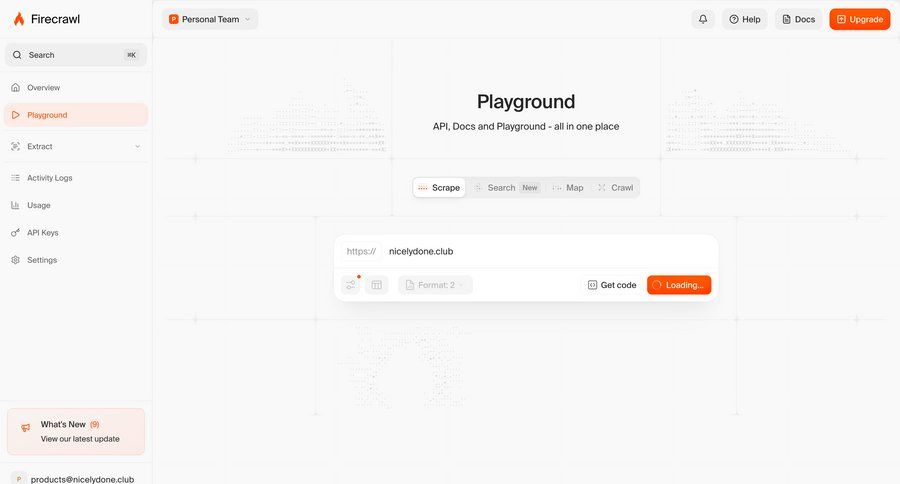 Firecrawl
			 sidebar dashboard documentation loading ui page example