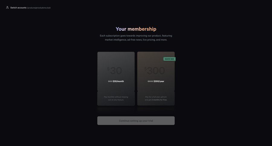 Fey
				plans & pricing (in app) page example