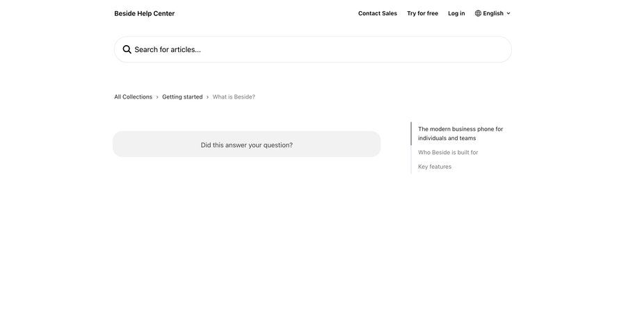 Beside
			 knowledge base documentation search bar customer support ui page example