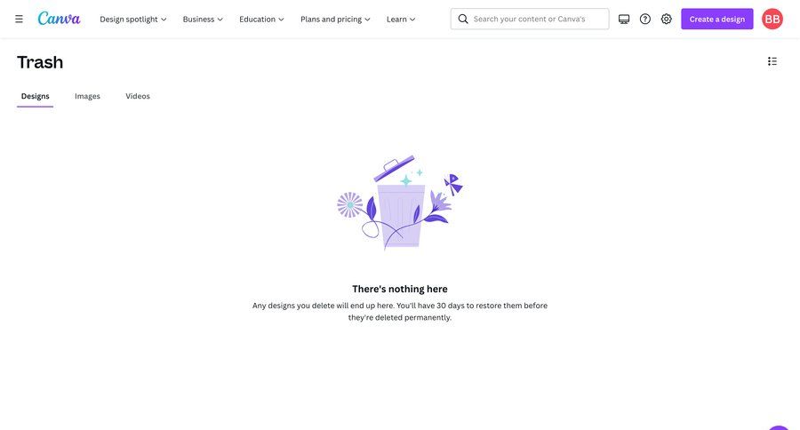 Canva
			empty state collection trash & archive content management design empty state message empty state illustration junk ui page example