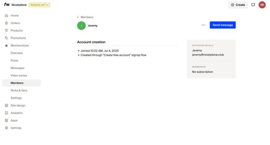 Fourthwall
			 e-commerce user management account management account creation sidebar ui page example