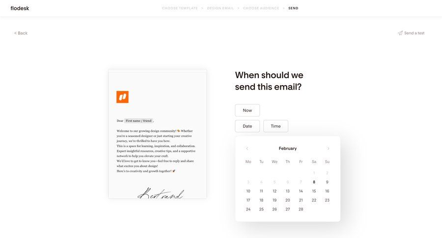 Flodesk
			create form timeline form email send invitation create generate date picker time picker timeline ui ui page example