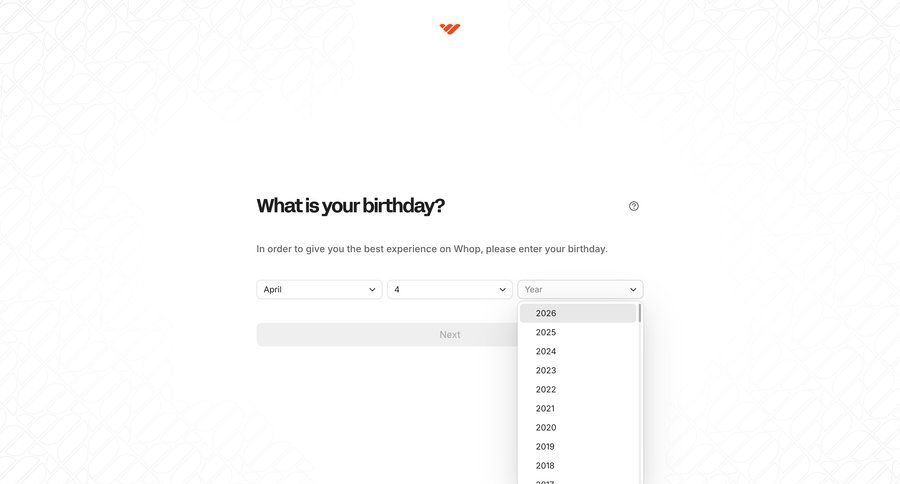 Whop
				dropdown & other states ui page example