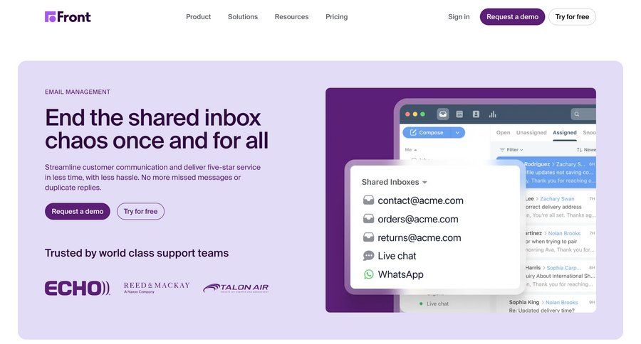 Front
			 features management integration testimonials case studies customer stories ui page example