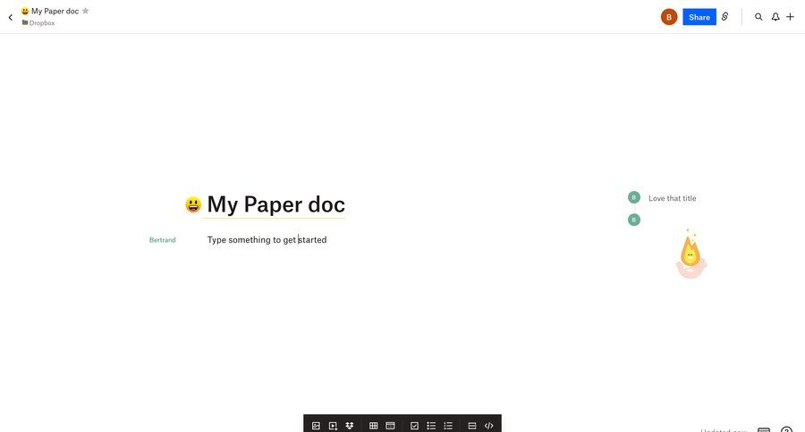 Dropbox paper
			 collaboration editor document editing document management document sharing real-time collaboration wysiwyg editor document creation wysiwyg create ui page example