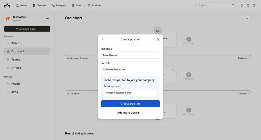 The org
			 onboarding form account setup organization management email user invitation sidebar ui page example