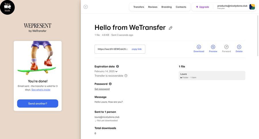 WeTransfer
				landing page page example