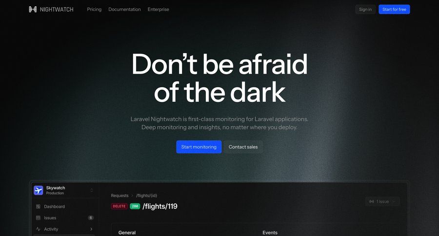Nightwatch
				landing page ui page example
