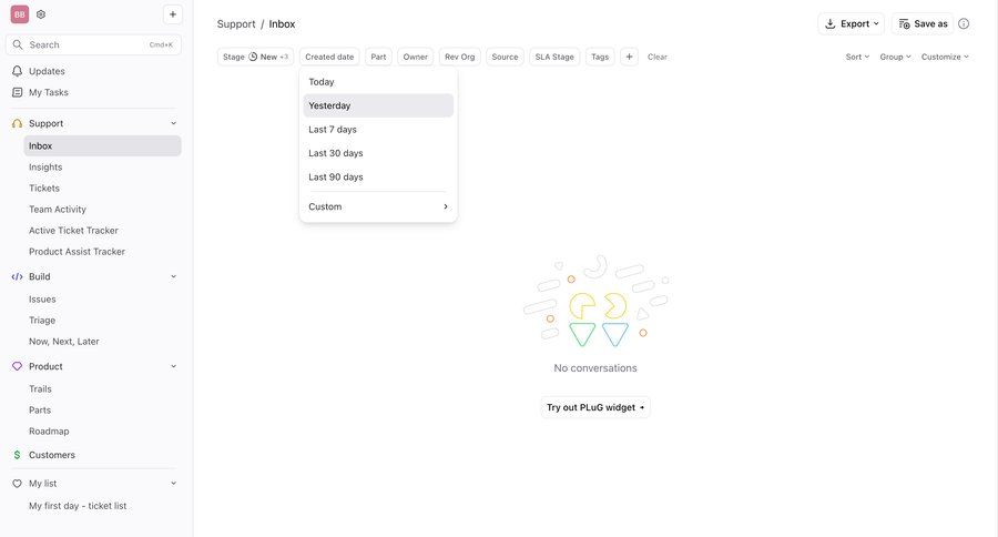 DevRev
			 sidebar navigation export exporting data inbox management inbox filters dropdown dropdown filters sidebar menu search filters filter dropdown sorting filters ui page example