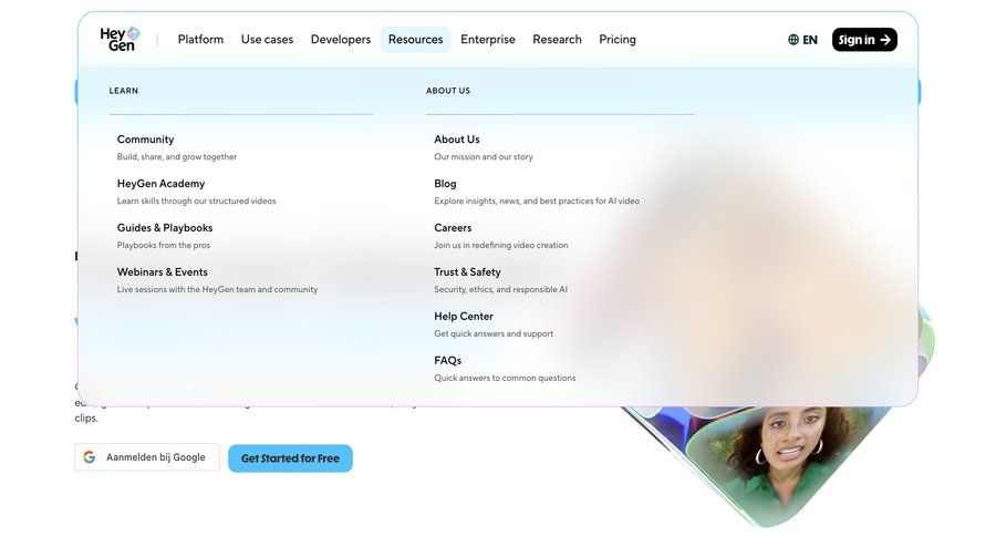 HeyGen
				landing page ui page example
