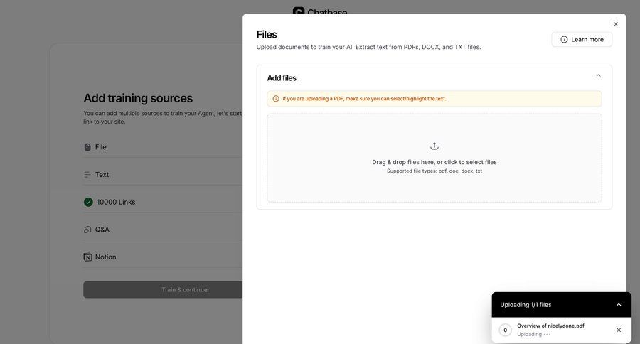 Chatbase
			 onboarding modal ui page example