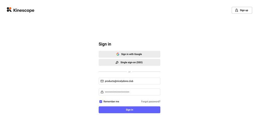 Kinescope
				signin ui page example