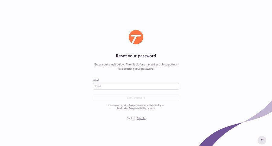 Tango
				password reset page example
